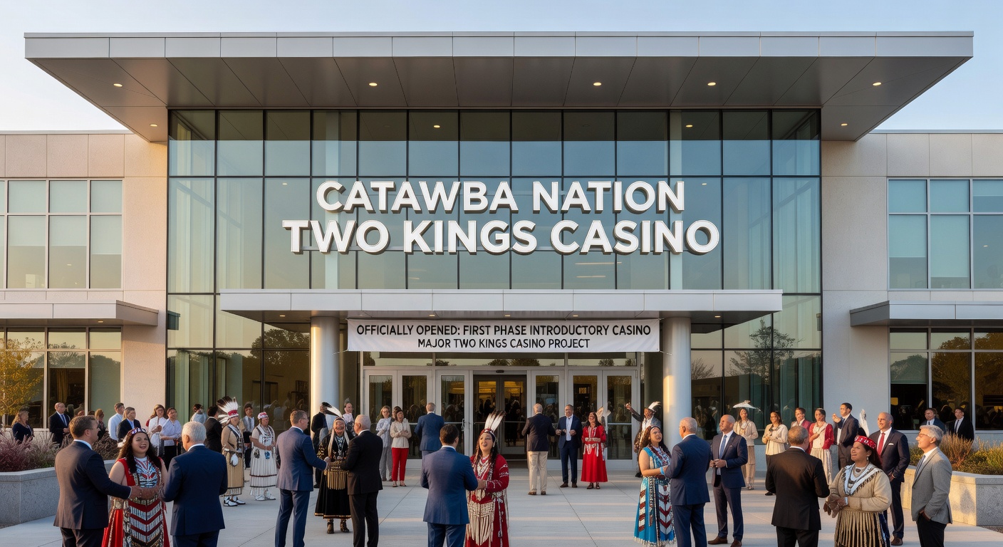 Interior gaming floor of the Two Kings Casino introductory phase with rows of slot machines and table game areas visible under modern lighting