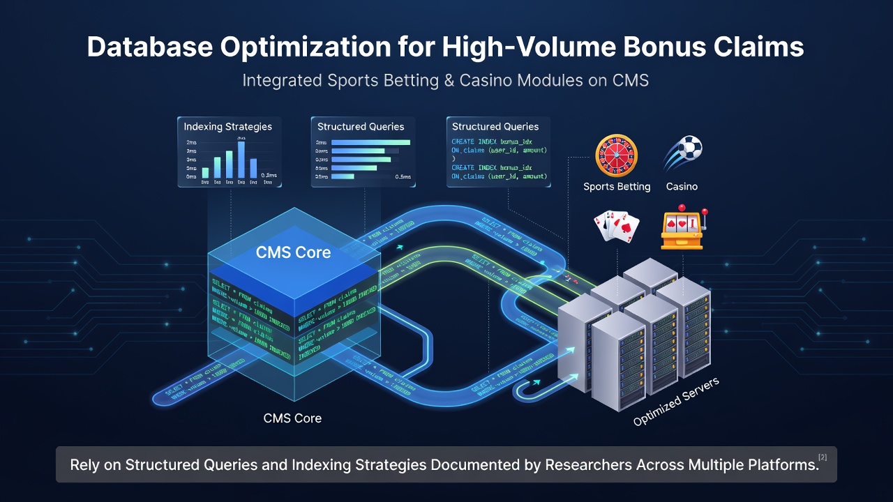 Diagram illustrating database indexing and query structures for high-volume bonus processing in gaming platforms