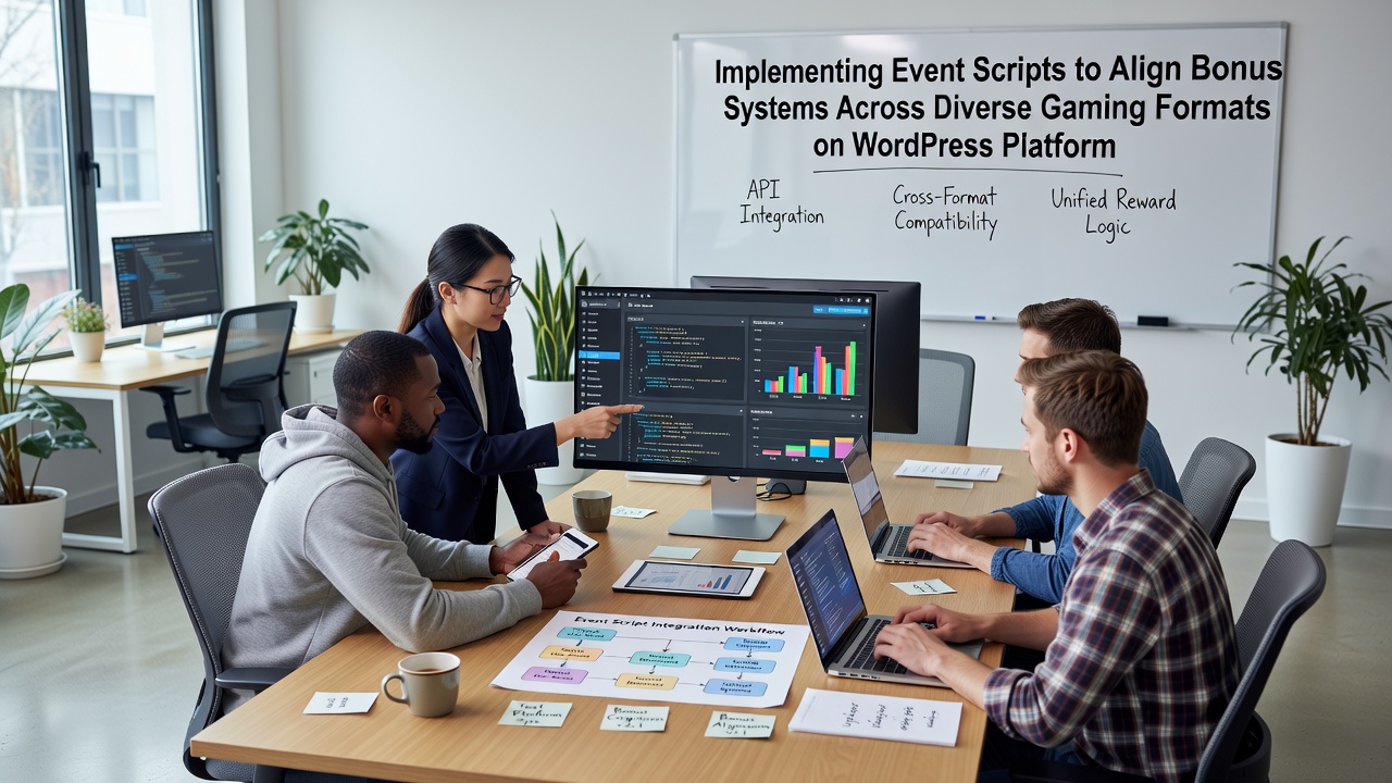 Code snippet and database schema diagram for event-driven bonus scripts