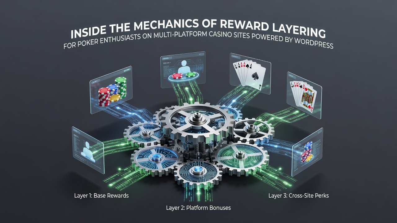 Diagram showing layered reward structures integrated into a WordPress dashboard for poker players across devices