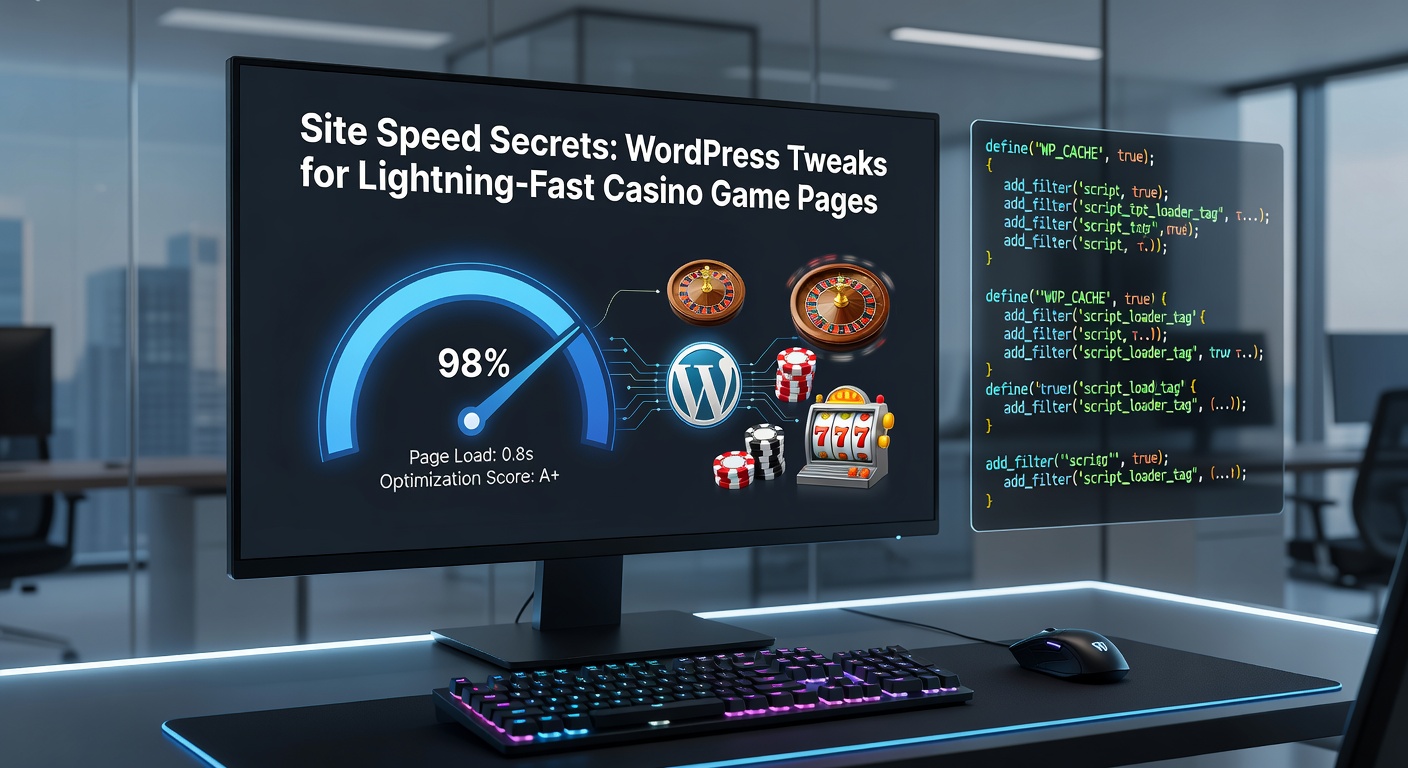 Before-and-after comparison chart showing WordPress casino page load times dropping from 6.2 seconds to 1.8 seconds after optimization tweaks